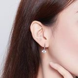 925 Silver Evil Eye Drop Earrings Zircon Dangle ES06