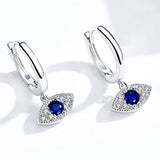 925 Silver Evil Eye Drop Earrings Zircon Dangle ES06