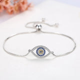 925 Silver Evil Eye Bracelet Zircon Charm Women Girls Fine Jewelry