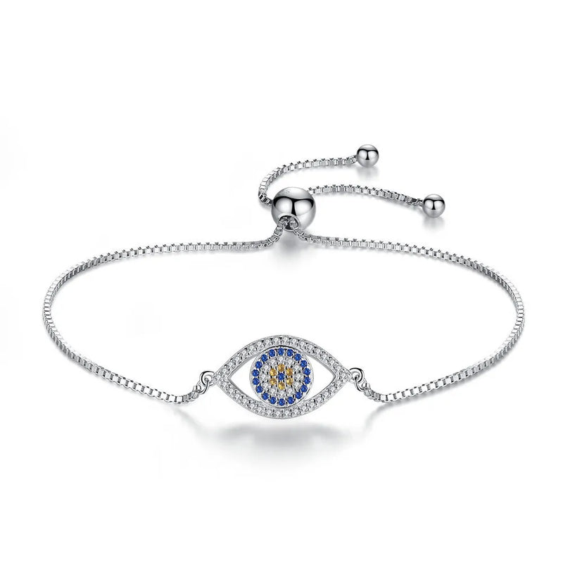 925 Silver Evil Eye Bracelet Zircon Charm Women Girls Fine Jewelry
