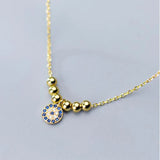 925 Silver Evil Eye Necklace Zircon Pendant for Women Girls