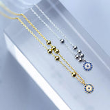 925 Silver Evil Eye Necklace Zircon Pendant for Women Girls