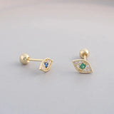 925 Silver Evil Eye Stud Earrings, Small Earrings for Women, ES14