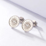 925 Silver Evil Eye Stud Earrings Small for Women Girls Fine Jewelry