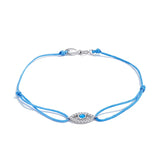 Adjustable Braided Rope Bracelet S925 Sterling Silver Evil Eye Charm Bracelet