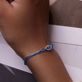 Adjustable Braided Rope Bracelet S925 Sterling Silver Evil Eye Charm Bracelet