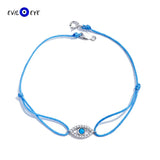 Adjustable Braided Rope Bracelet S925 Sterling Silver Evil Eye Charm Bracelet