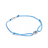 Adjustable Braided Rope Bracelet S925 Sterling Silver Evil Eye Charm Bracelet