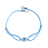 Adjustable Braided Rope Bracelet S925 Sterling Silver Evil Eye Charm Bracelet