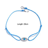 Adjustable Braided Rope Bracelet S925 Sterling Silver Evil Eye Charm Bracelet