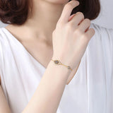 925 Silver Evil Eye Bracelet Zircon Charm Adjustable Bracelet
