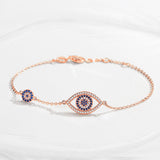 925 Silver Evil Eye Bracelet Zircon Charm Adjustable Bracelet