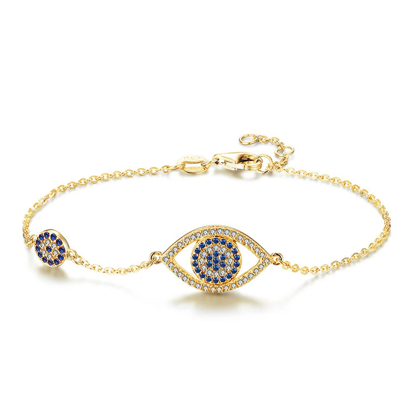 925 Silver Evil Eye Bracelet Zircon Charm Adjustable Bracelet