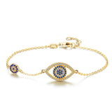 925 Silver Evil Eye Bracelet Zircon Charm Adjustable Bracelet