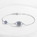 925 Silver Evil Eye Bracelet Zircon Charm Adjustable Bracelet