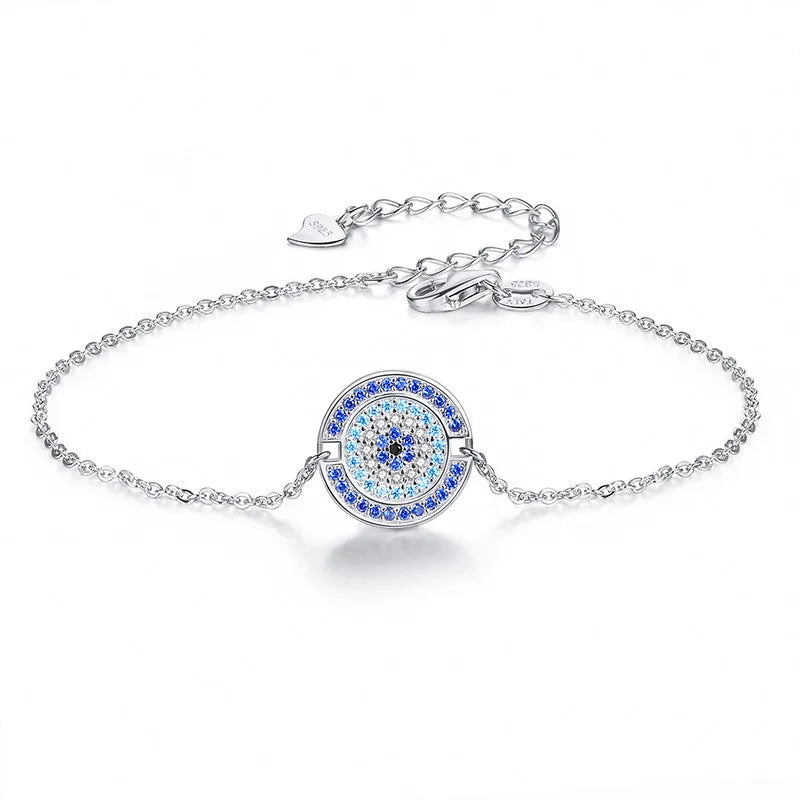 Adjustable S925 Silver Bracelet Evil Eye Charm Jewelry