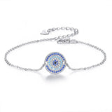 Adjustable S925 Silver Bracelet Evil Eye Charm Jewelry