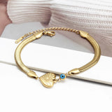 Adjustable Stainless Steel Snake Chain Bracelet with Evil Eye Charm