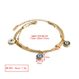 Adjustable Stainless Steel Snake Chain Bracelet with Evil Eye Charm