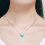 Evil Eye Bead Necklace S925 Sterling Silver Dainty Chain Jewelry