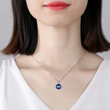 Evil Eye Necklace S925 Sterling Silver Round Pendant Necklace Women Girls