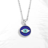 Evil Eye Necklace S925 Sterling Silver Round Pendant Necklace Women Girls