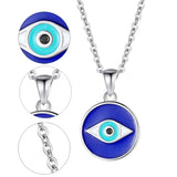 Evil Eye Necklace S925 Sterling Silver Round Pendant Necklace Women Girls