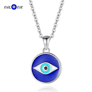Evil Eye Necklace S925 Sterling Silver Round Pendant Necklace Women Girls