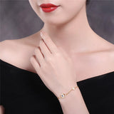 Zircon CZ Charm Bracelet 925 Sterling Silver Evil Eye Bracelet for Women Girls