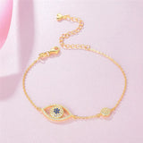 Zircon CZ Charm Bracelet 925 Sterling Silver Evil Eye Bracelet for Women Girls