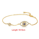 Zircon CZ Charm Bracelet 925 Sterling Silver Evil Eye Bracelet for Women Girls