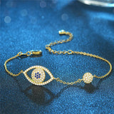 Zircon CZ Charm Bracelet 925 Sterling Silver Evil Eye Bracelet for Women Girls