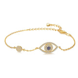 Zircon CZ Charm Bracelet 925 Sterling Silver Evil Eye Bracelet for Women Girls