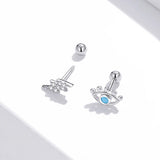 Zircon Evil Eye Stud Earrings 925 Silver Small Earrings for Women Girls Jewelry