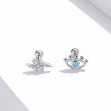 Zircon Evil Eye Stud Earrings 925 Silver Small Earrings for Women Girls Jewelry