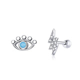 Zircon Evil Eye Stud Earrings 925 Silver Small Earrings for Women Girls Jewelry