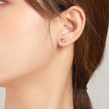Zircon Evil Eye Stud Earrings 925 Silver Small Earrings for Women Girls Jewelry