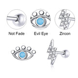 Zircon Evil Eye Stud Earrings 925 Silver Small Earrings for Women Girls Jewelry