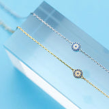Zircon Evil Eye Bracelet 925 Sterling Silver Micro Pave Charm