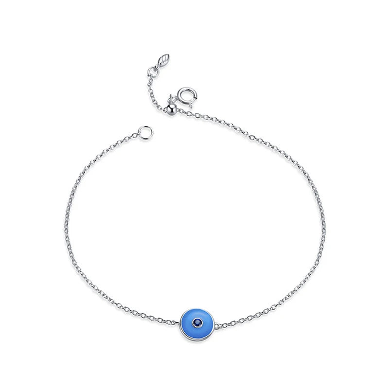 Zircon Evil Eye Charm Bracelet 925 Sterling Silver for Women Girls