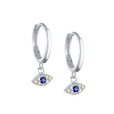 Zircon Evil Eye Drop Earrings 925 Sterling Silver Small Dangle Earrings