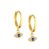 Zircon Evil Eye Drop Earrings 925 Sterling Silver Small Dangle Earrings