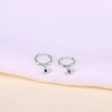 Zircon Evil Eye Drop Earrings 925 Sterling Silver Small Dangle Earrings