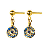 Zircon Evil Eye Drop Earrings 925 Sterling Silver Dangle Earrings