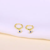 Zircon Evil Eye Drop Earrings 925 Sterling Silver Small Dangle Earrings