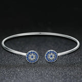 Evil Eye Zircon Bangle 925 Silver Bracelet for Women