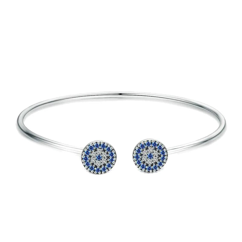Evil Eye Zircon Bangle 925 Silver Bracelet for Women