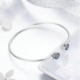 Evil Eye Zircon Bangle 925 Silver Bracelet for Women