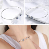 Evil Eye Zircon Bangle 925 Silver Bracelet for Women