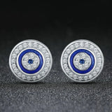 Zircon Evil Eye Stud Earrings 925 Sterling Silver Small Earrings